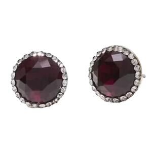 LOFT Ruby Red W/Pave Stone Elegant 1/2" Earrings
